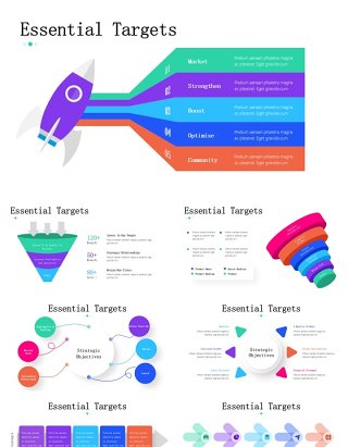 彩色简约商业目标信息图ppt素材模板