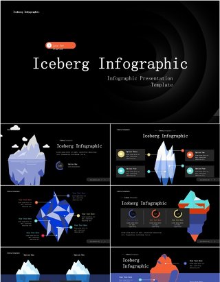 深色数据分析冰山图信息图ppt素材