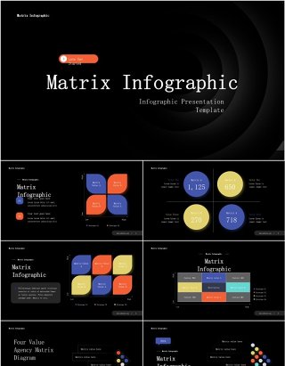 深色商业市场分析矩阵信息图ppt素材