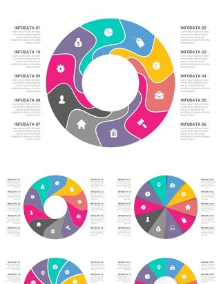 彩色十项循环图信息图表ppt素材