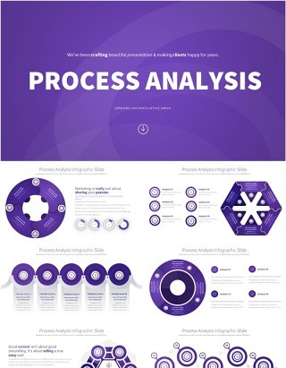 深紫色流程过程分析PPT模板素材Process Analysis - Color 07 (Deep Purple)