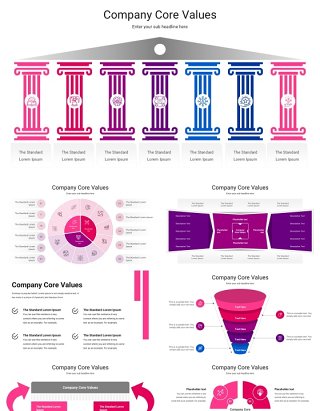 粉色公司核心价值商业信息图ppt素材