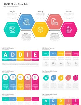 教育教学发展模型信息图PPT模板素材ADDIE Model