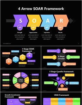 深色结构框架信息图PPT模板素材Framework Infographic - Dark