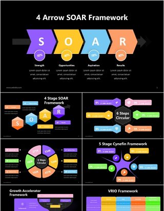 深色结构框架信息图PPT模板素材Framework Infographic - Dark