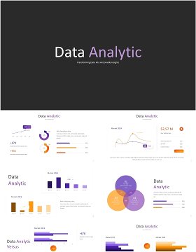 深色数据分析信息图PPT素材模板Data Analytic Powerpoint