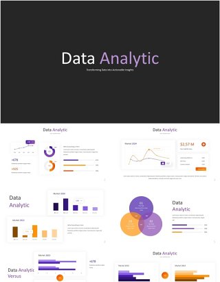 深色数据分析信息图PPT素材模板Data Analytic Powerpoint