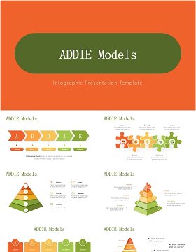 教育教学系统发展信息图PPT素材模板ADDIE Models Infographics