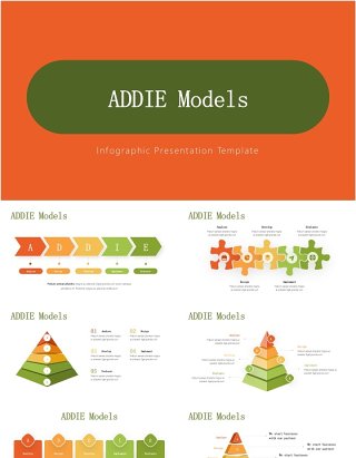 教育教学系统发展信息图PPT素材模板ADDIE Models Infographics