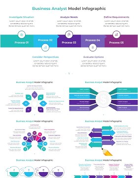 商业业务分析员信息图PPT模板素材Business Analyst Model Infographic