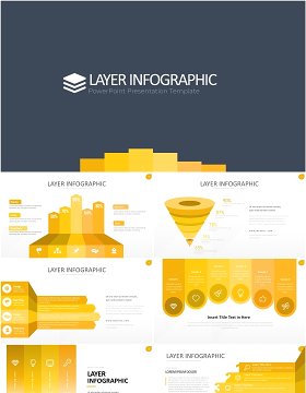 黄色图层结构信息图PPT模板素材Wide Yellow Light Layer Infographic