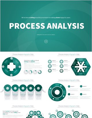 青色流程过程分析PPT模板素材Process Analysis - Color 01 (Teal)