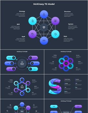暗紫色麦肯锡模型商业信息图ppt素材