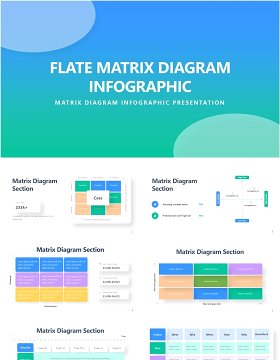 平面矩阵图信息图PPT模板素材Flate Matrix Diagram Infographic