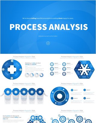 蓝色流程过程分析PPT模板素材Process Analysis - Color 05 (Blue)