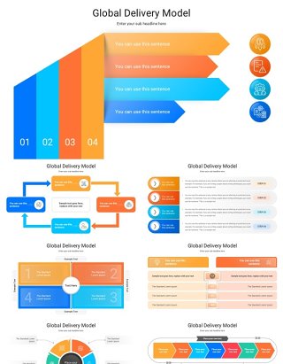 多彩全球交付模型商业信息图ppt素材