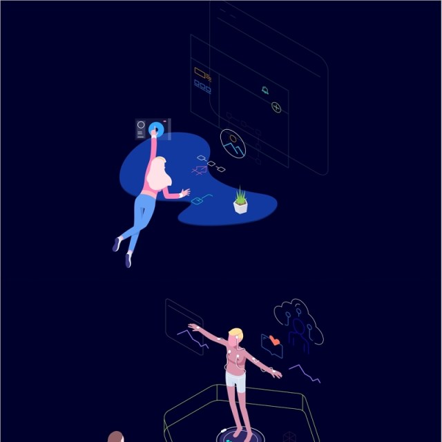 VR AR虚拟现实概念插画人物矢量素材 VR AR虚拟现实概念插画人物矢量素材