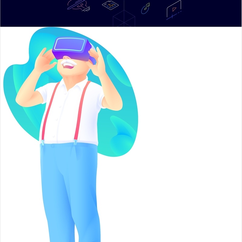 VR AR虚拟现实概念插画人物矢量素材