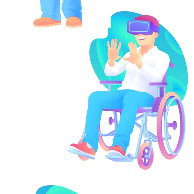 VR AR虚拟现实概念插画人物矢量素材 VR AR虚拟现实概念插画人物矢量素材