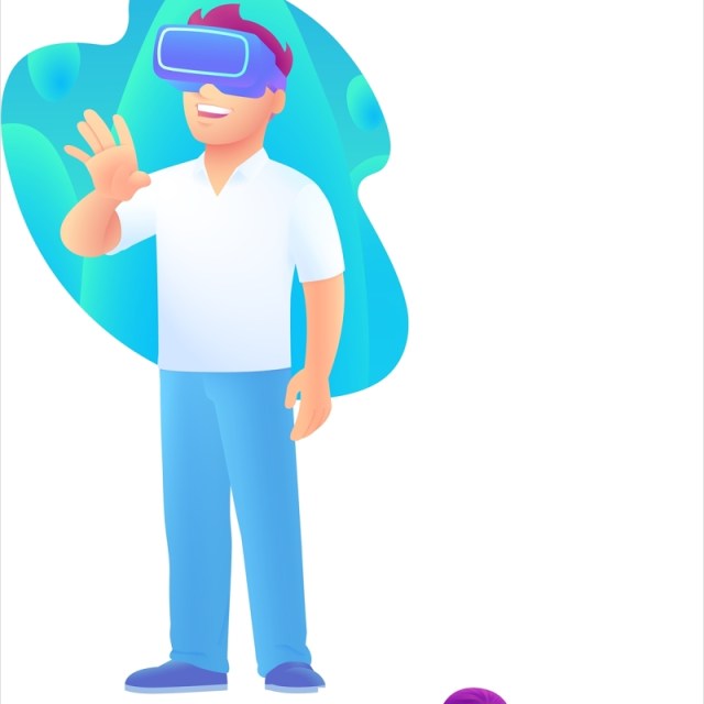 VR AR虚拟现实概念插画人物矢量素材
