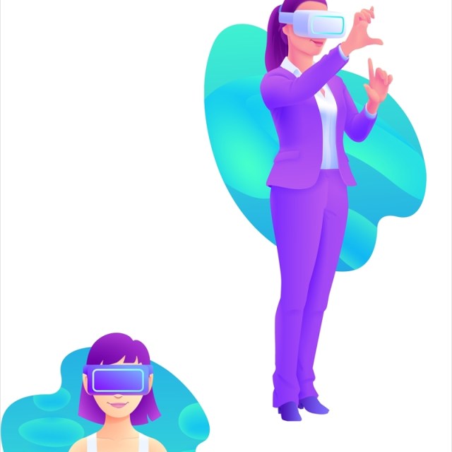 VR AR虚拟现实概念插画人物矢量素材 VR AR虚拟现实概念插画人物矢量素材