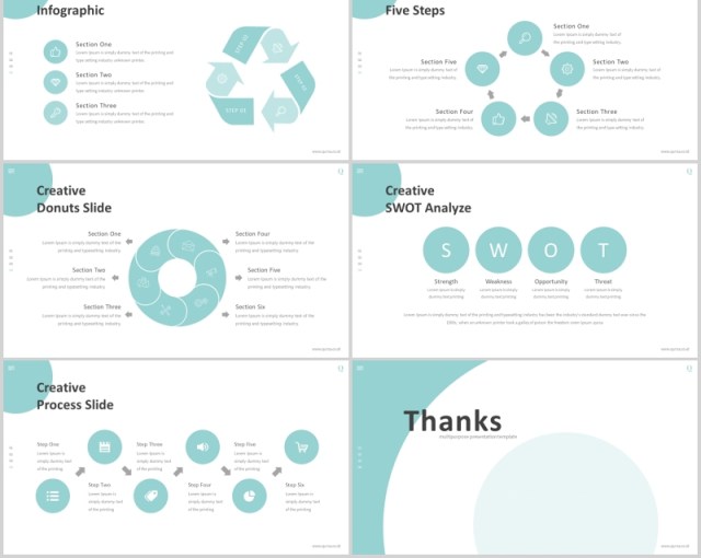 创意圆形公司简介产品介绍PPT模板信息图表Qursa Powerpoint Template