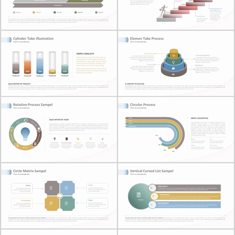 箭头流程图阶梯可视化图表PPT可插图版式设计模板Marning Powerpoint