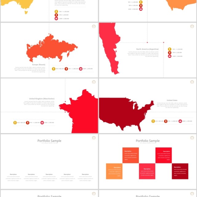 红色简洁PPT信息图表模板可插图片Thirteen - Powerpoint Template