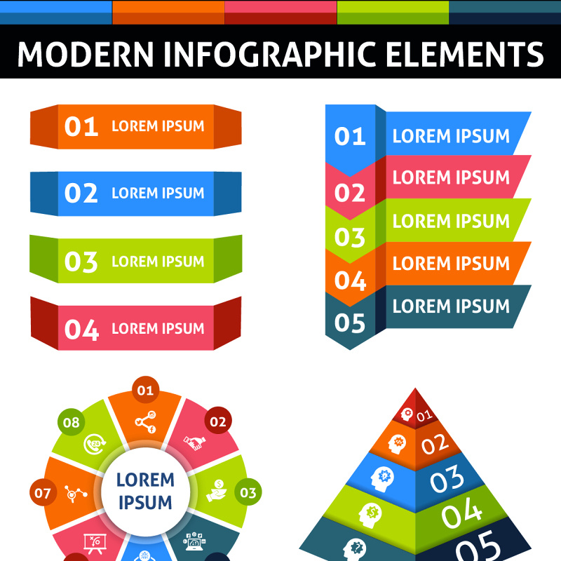 条状现代信息图形元素海报/PPT可编辑矢量素材
