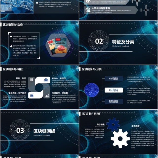 炫酷科技区块链介绍内容完整PPT模板 炫酷科技区块链介绍内容完整PPT模板