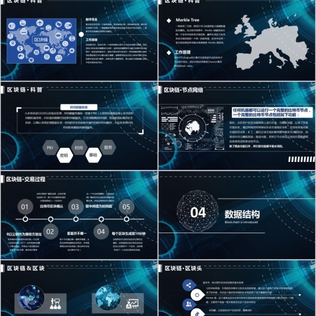 炫酷科技区块链介绍内容完整PPT模板