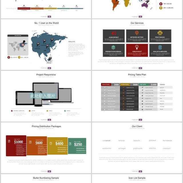 高端公司宣传项目介绍PPT可插图排版设计图表模板Fourteen - Powerpoint Template