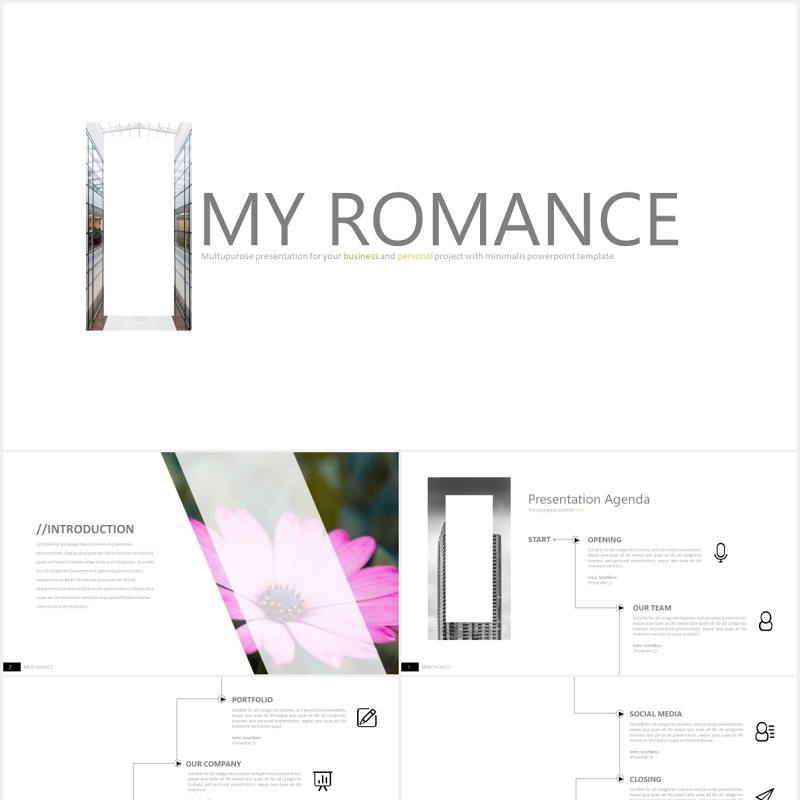 简约工作汇报拼图信息图表PPT图片版式模板my romance powerpoint