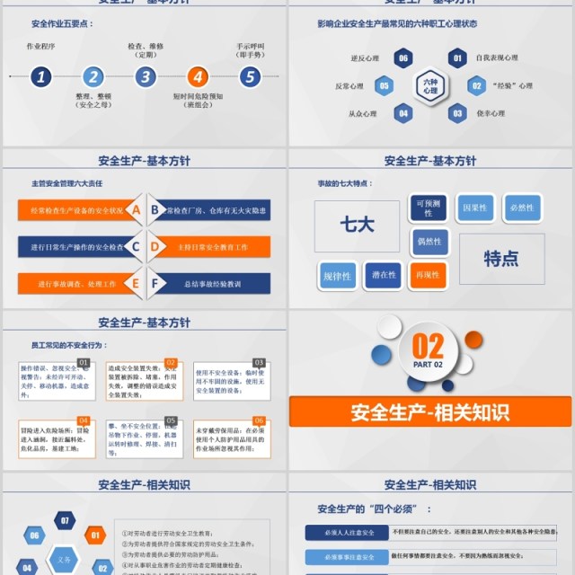 平面蓝色安全生产PPT模板安全汇报