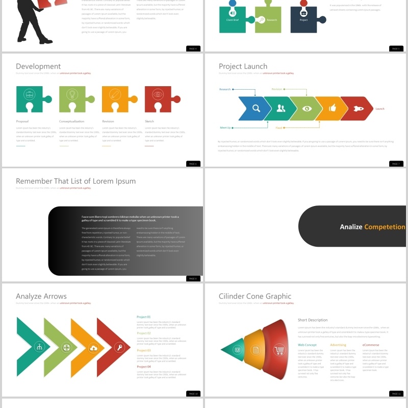 并列关系流程结构图PPT可插图排版模板KIJANG Powerpoint