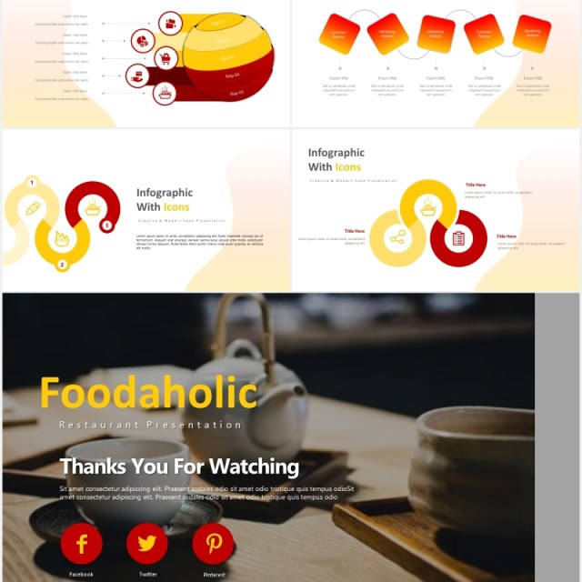 餐厅美食可视化图表展示PPT模板foodaholic powerpoint template