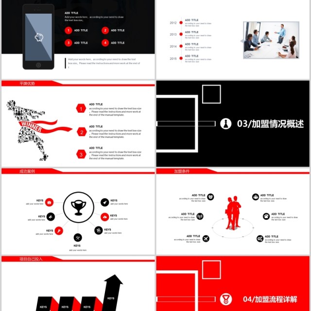 黑色简约加盟连锁经营招商PPT模板