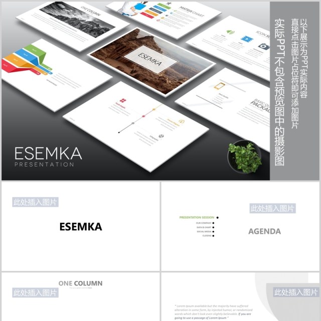 高端项目计划产品介绍图表PPT可插图排版设计模板Esemka Powerpoint