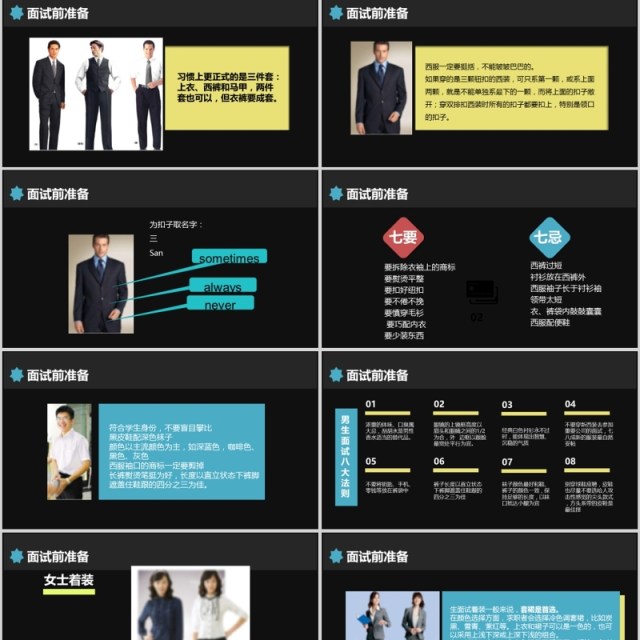 深色大气扁平商务职场面试礼仪动态PPT模板 深色大气扁平商务职场面试礼仪动态PPT模板