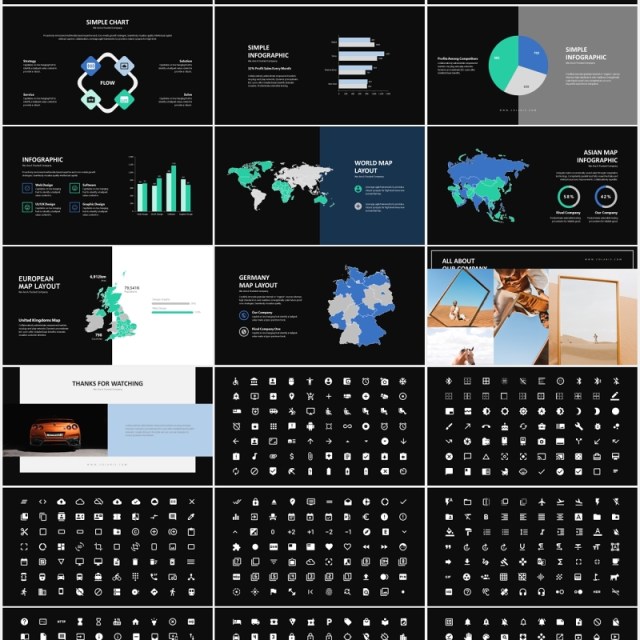 深色商务公司简介业务介绍PPT模板Colaris-Minimal Business Profile Powerpoint