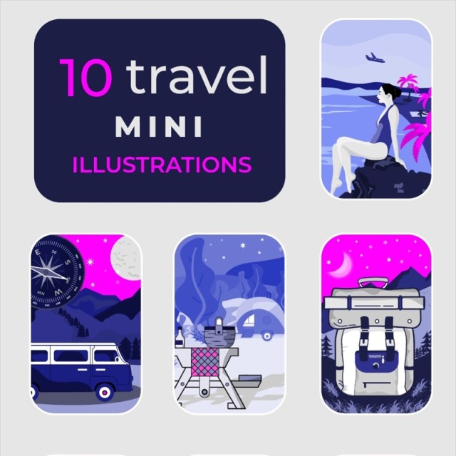 10套户外旅游旅行度假人物物品插画矢量素材 10套户外旅游旅行度假人物物品插画矢量素材