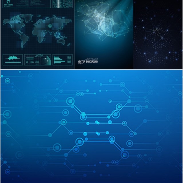 76款炫酷HUD科幻科技粒子地球 可视化数字屏幕界面AI矢量设计