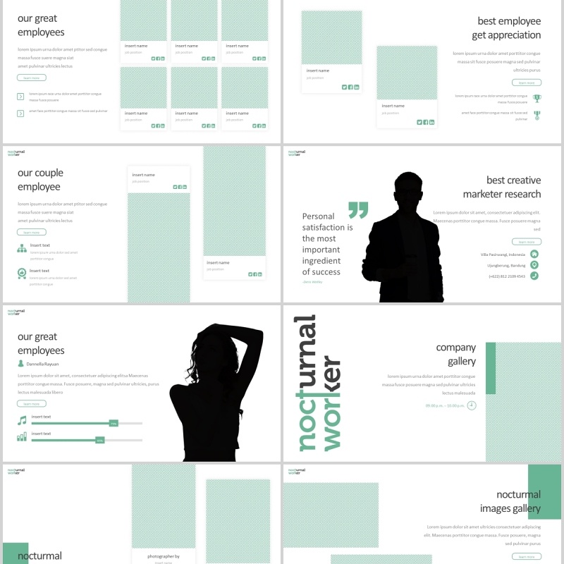 商务通用PPT模板版式设计Nocturnal Worker - Powerpoint Template