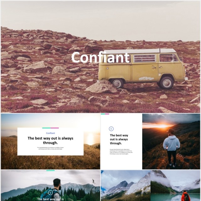 户外旅游展示宣传PPT模板confiant clean simple powerpoint template