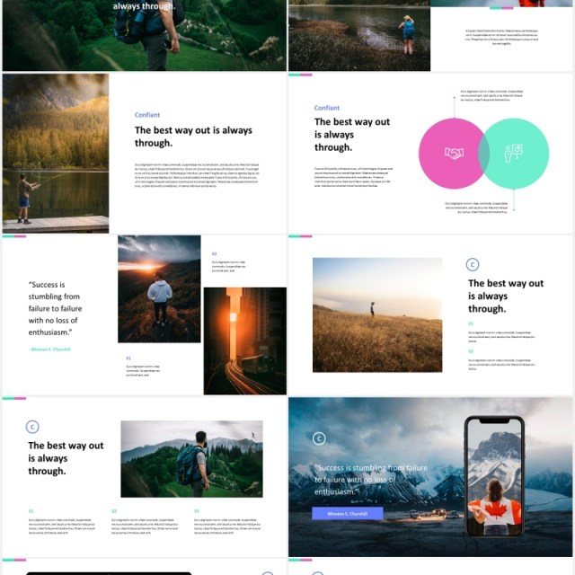 户外旅游展示宣传PPT模板confiant clean simple powerpoint template