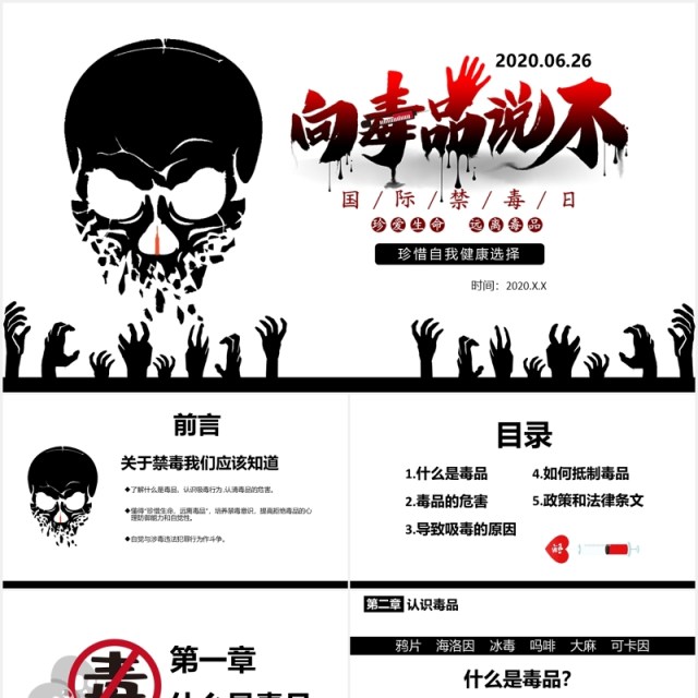 向毒品说不国际禁毒日宣传教育PPT模板 向毒品说不国际禁毒日宣传教育PPT模板