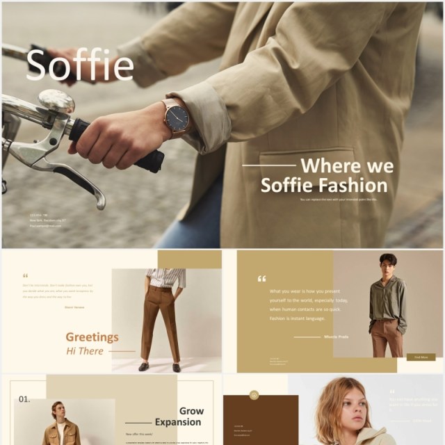 设计师作品集展示PPT图片排版模板soffie stylist powerpoint template