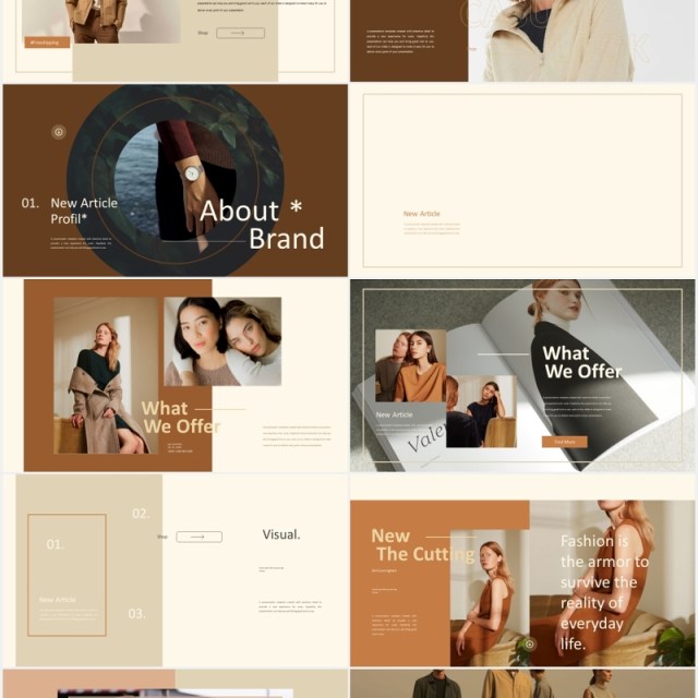 设计师作品集展示PPT图片排版模板soffie stylist powerpoint template