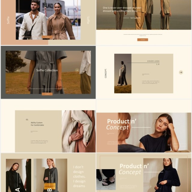 设计师作品集展示PPT图片排版模板soffie stylist powerpoint template