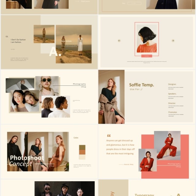 设计师作品集展示PPT图片排版模板soffie stylist powerpoint template